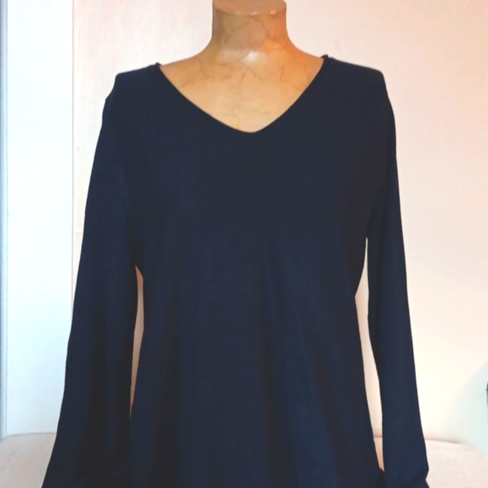 J.JillBlueFringe Tunic Sweater In Midnight
